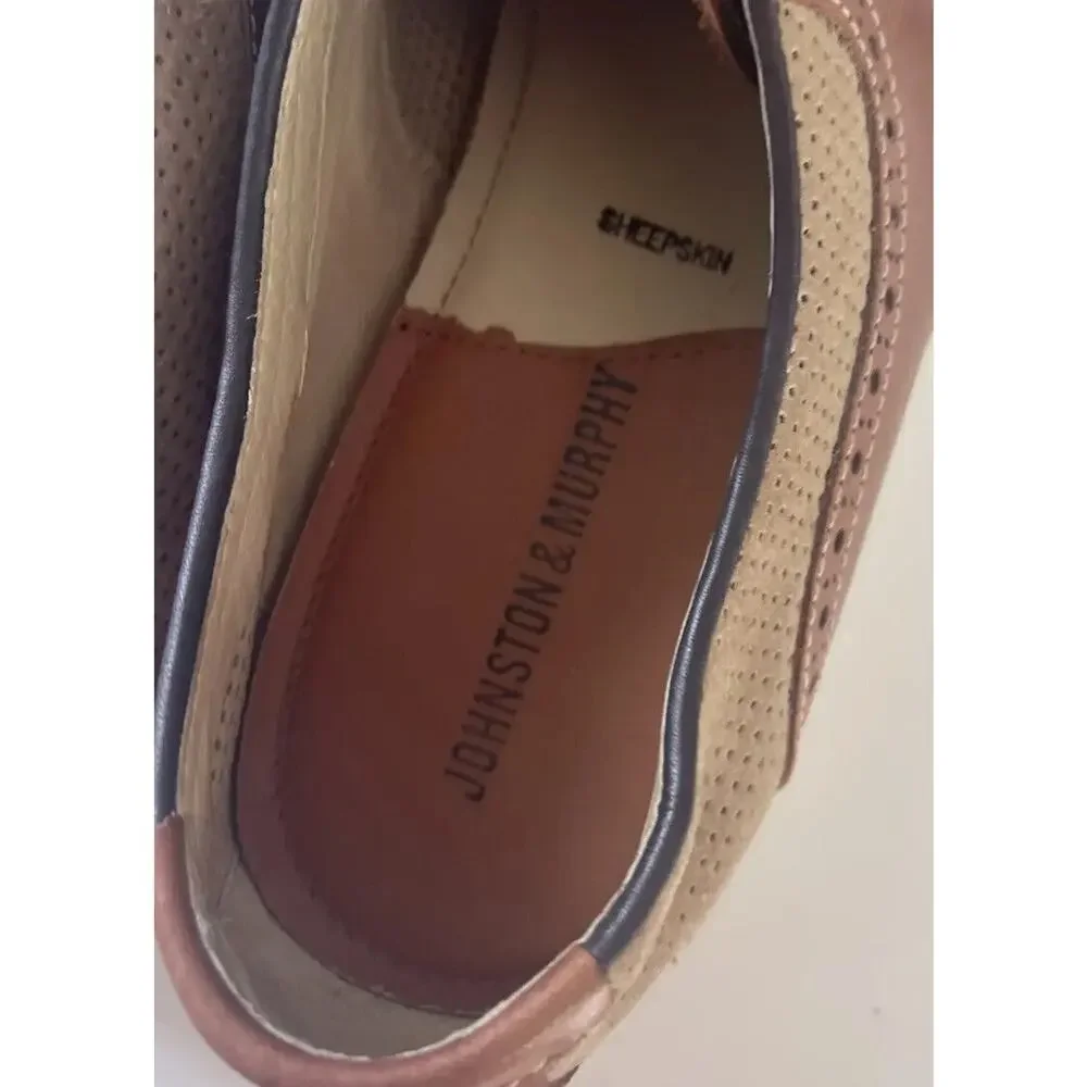 Johnston & Murphy Mens Sheepskin Shoes Brown/Tan Model 20-2306 K15 Size 11M